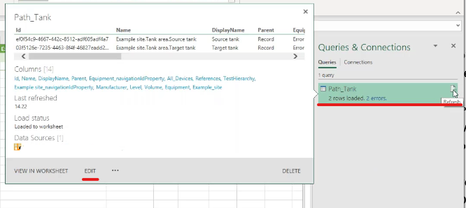 Editing chosen Equipment Model