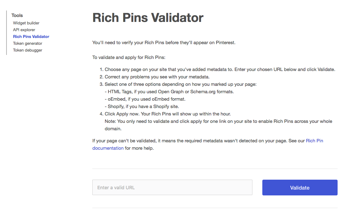 Pinterest Rich Pins Validator