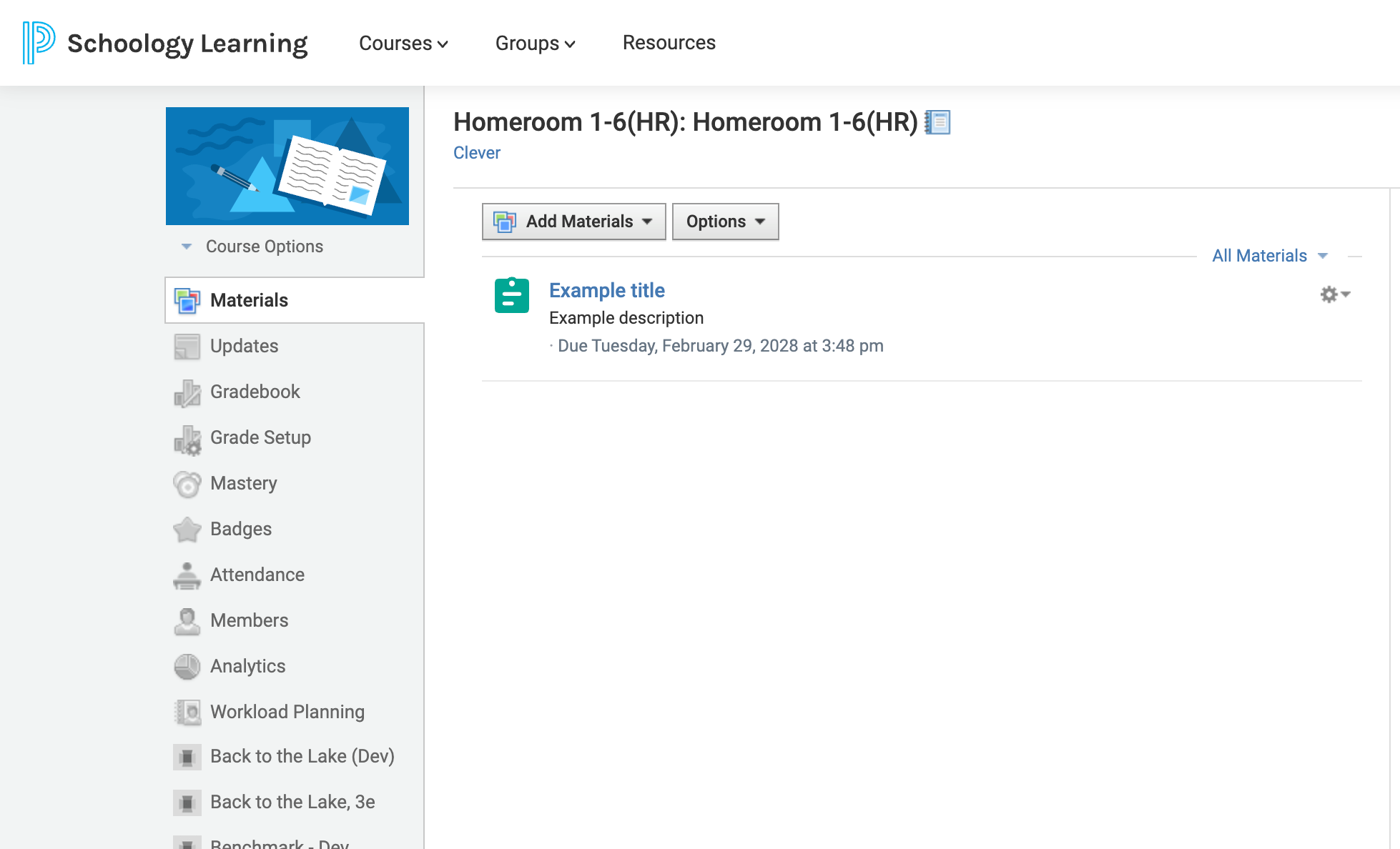 Section: Homeroom 1-6(HR) from the teacher view