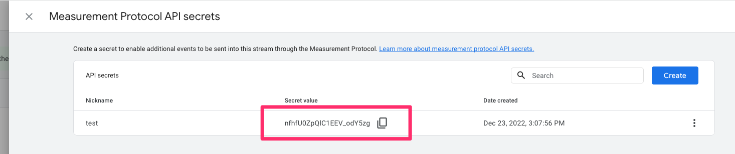 Copy the secret value or create one, and enter it in the GMS 