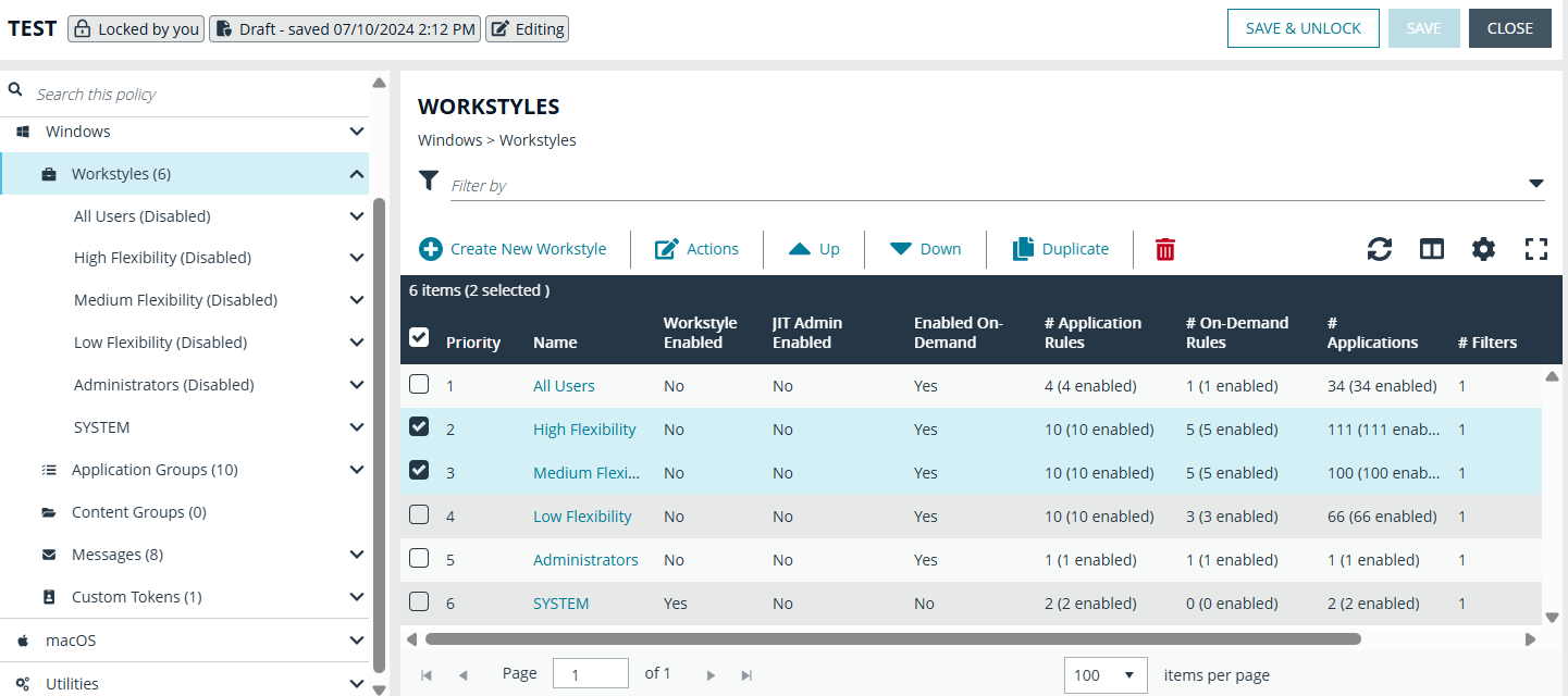 Enable a workstyle in the EPM Policy Editor