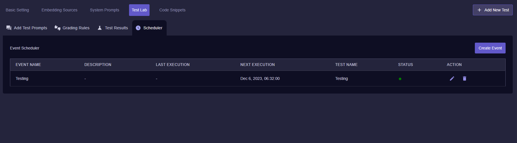 Query Vary - Scheduler with added Test Screen