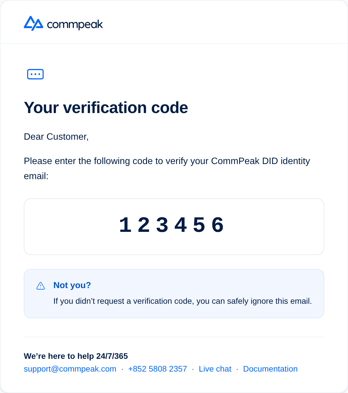 Screenshot with verification code email