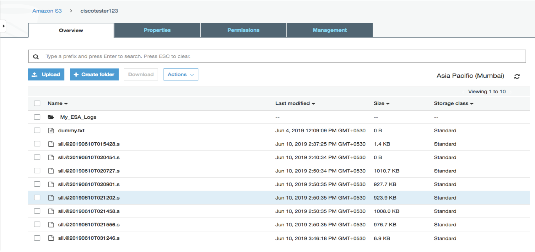 Example of SLL log transferred to AWS S3