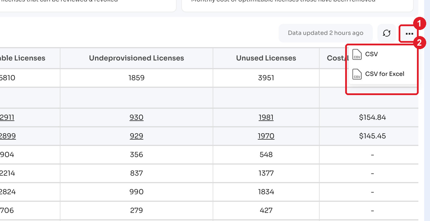 Exporting the application list