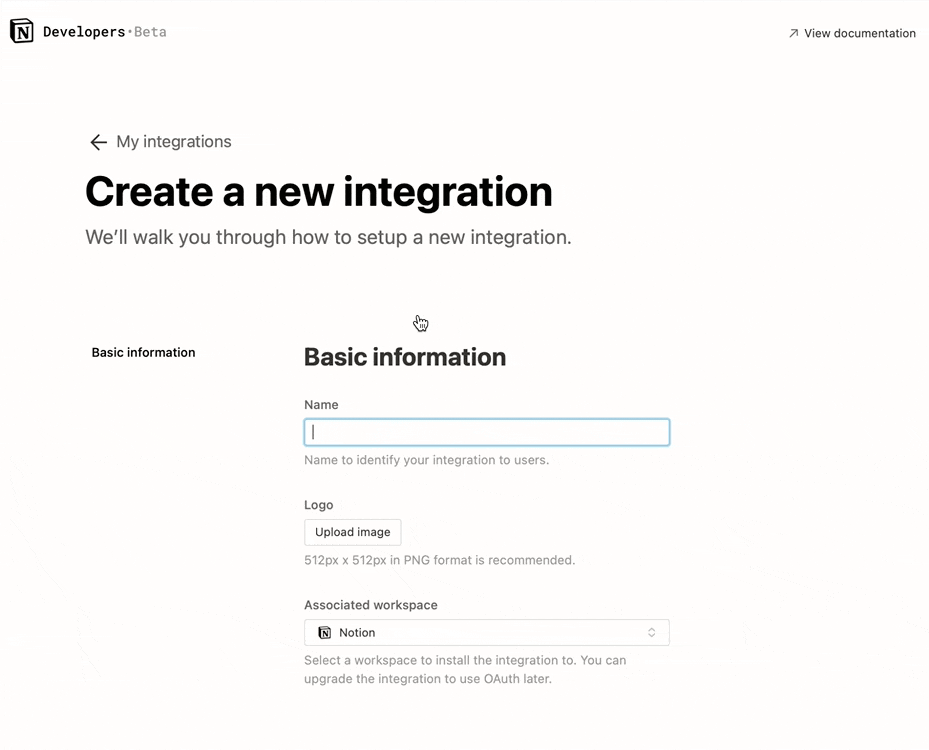 Notion integration creation GIF