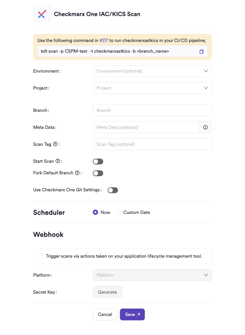 Checkmarx One IaC/KICS scan creation