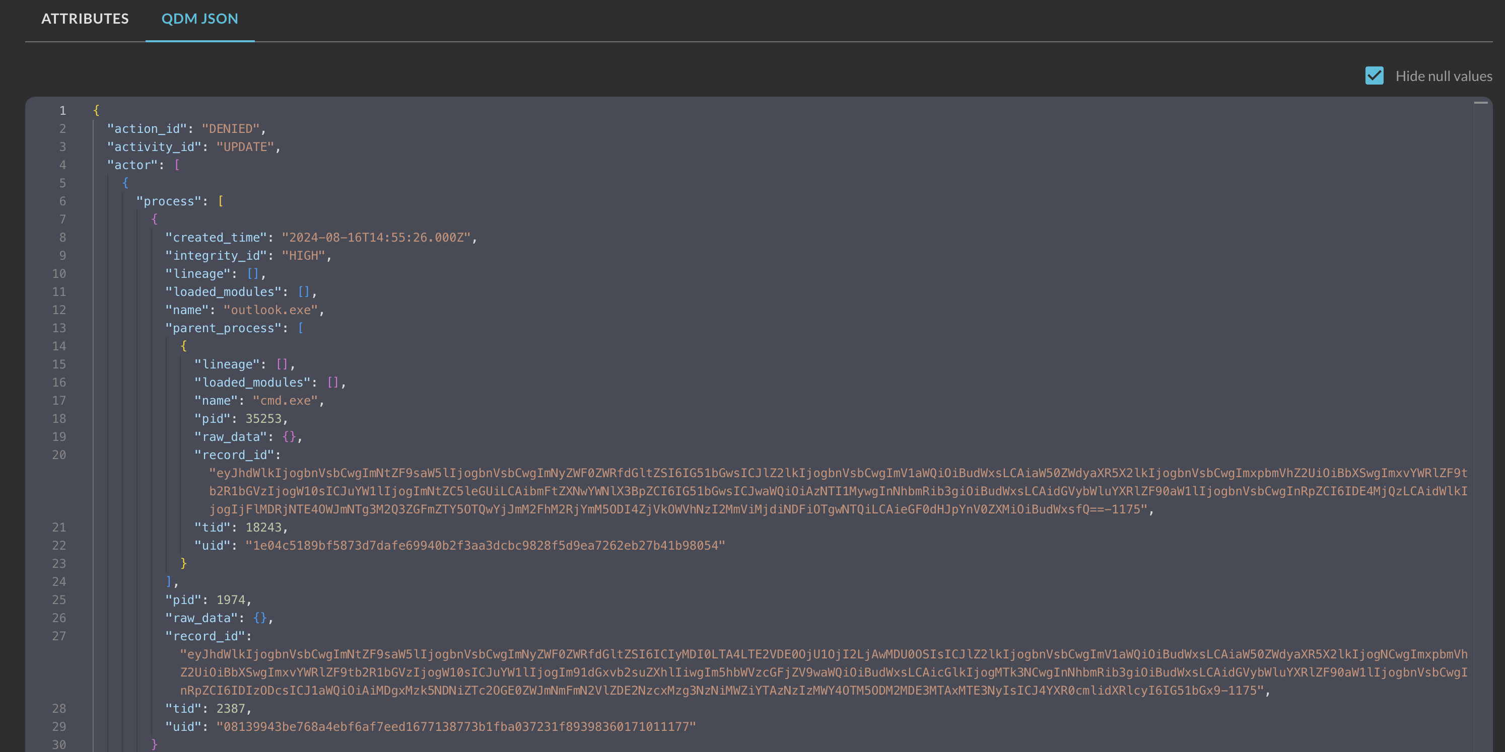 Fig. 18 - QDM JSON view