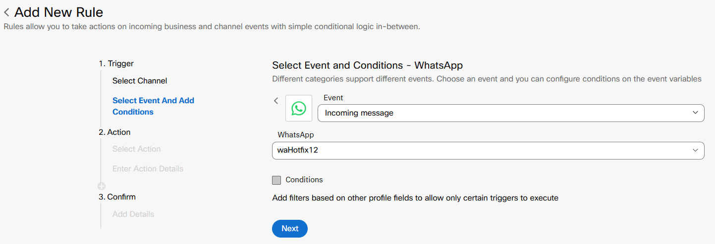 Select Event And Add Conditions