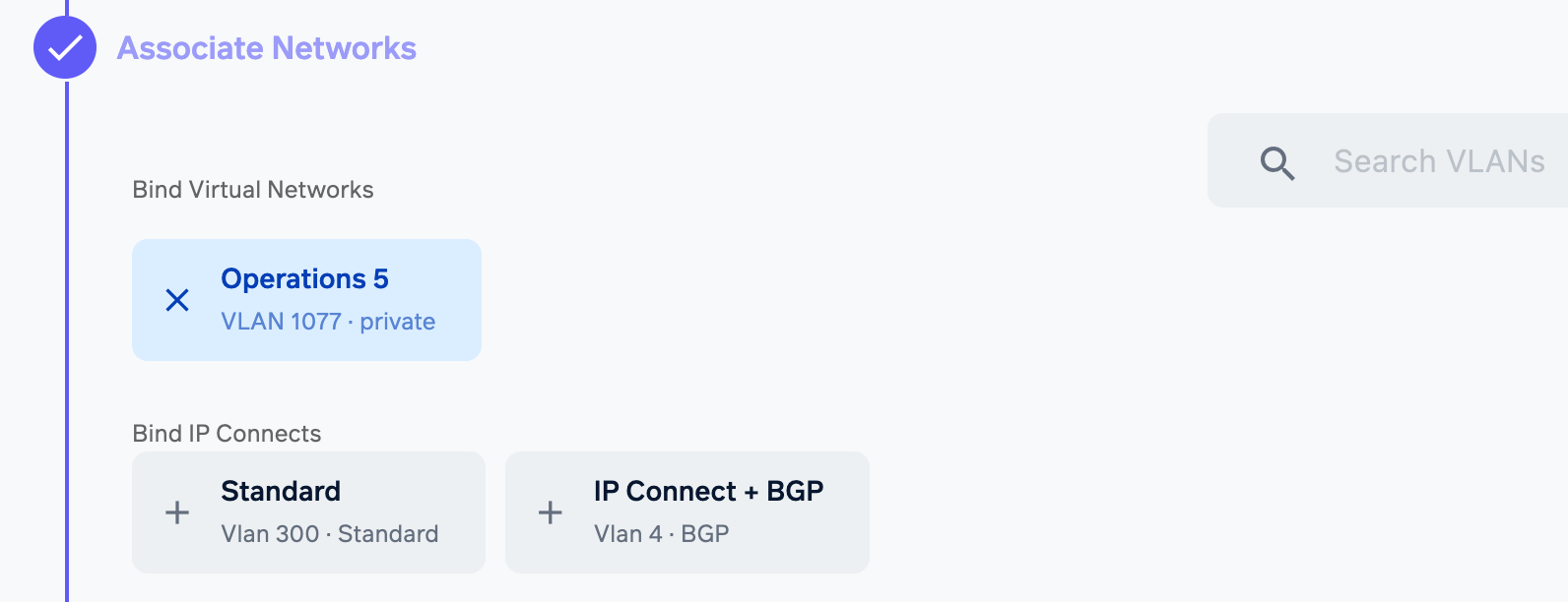 Select any IP Connect-related VLANs you wish to connect.