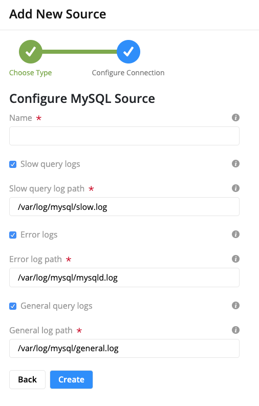 MySQL Log Configuration Form