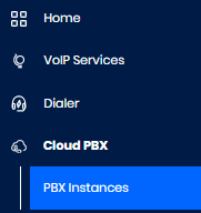 Screenshot of PBX Instances in the main menu