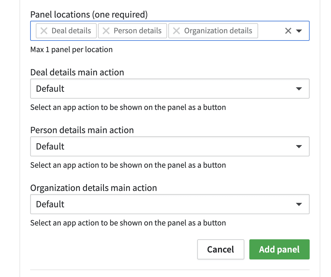 Main action for global actions field with a dropdown box