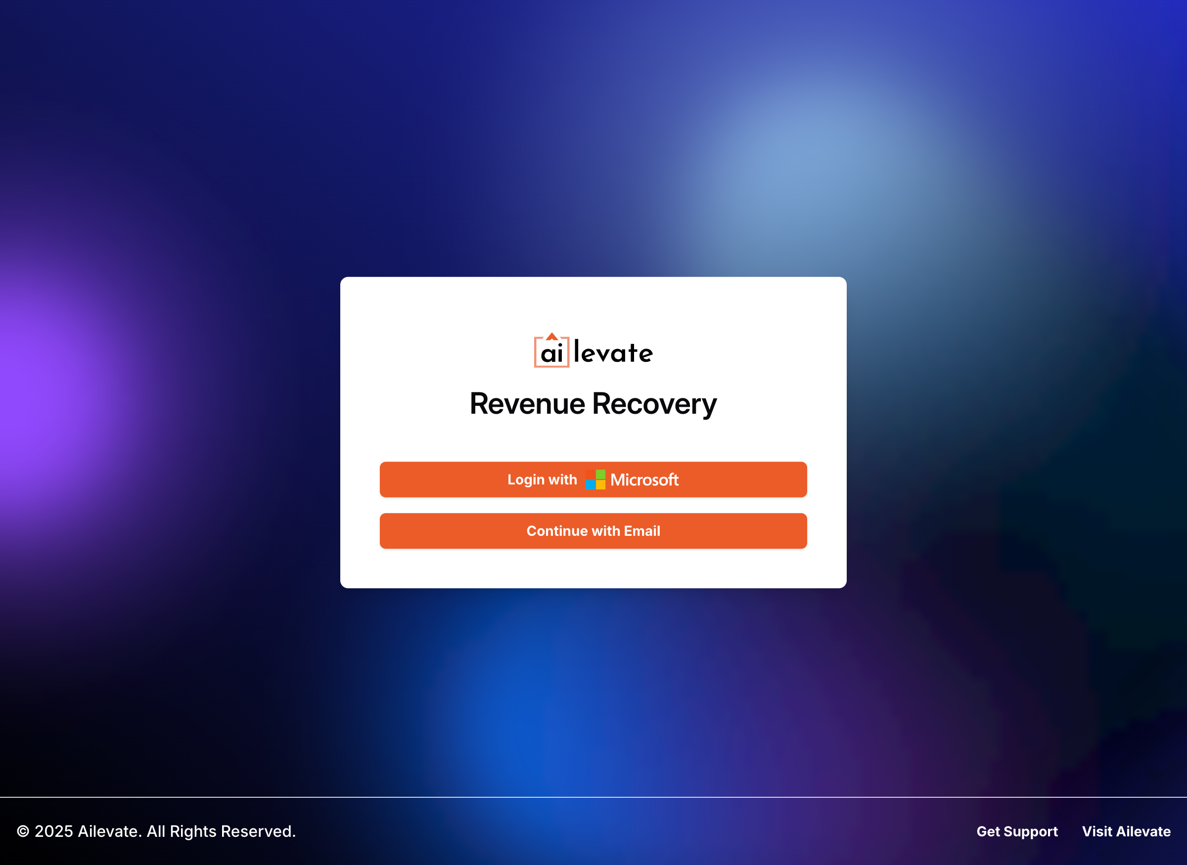 Revenue Recovery Platform Login Page