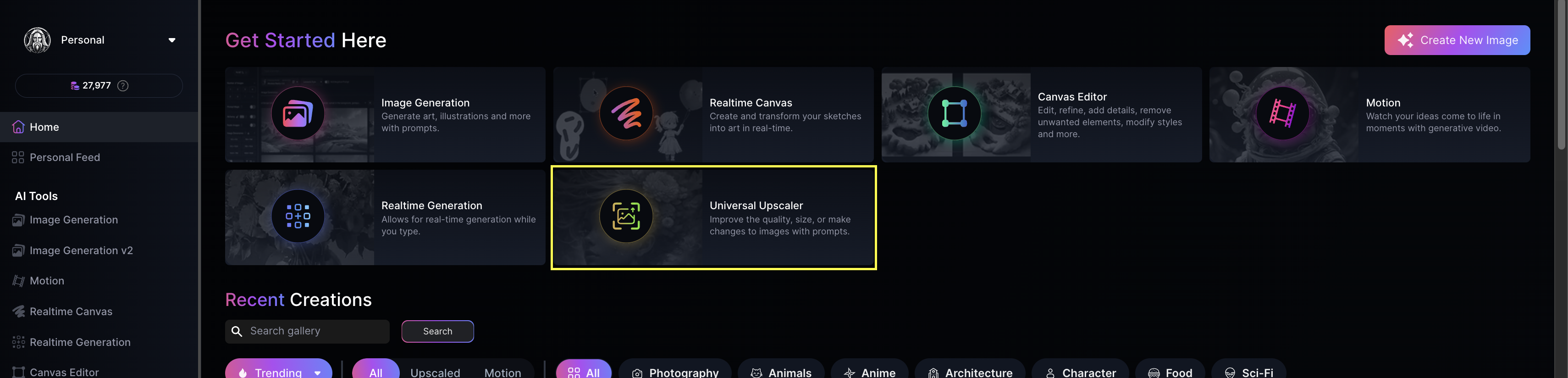 Universal Upscaler on Leonardo.AI Web 