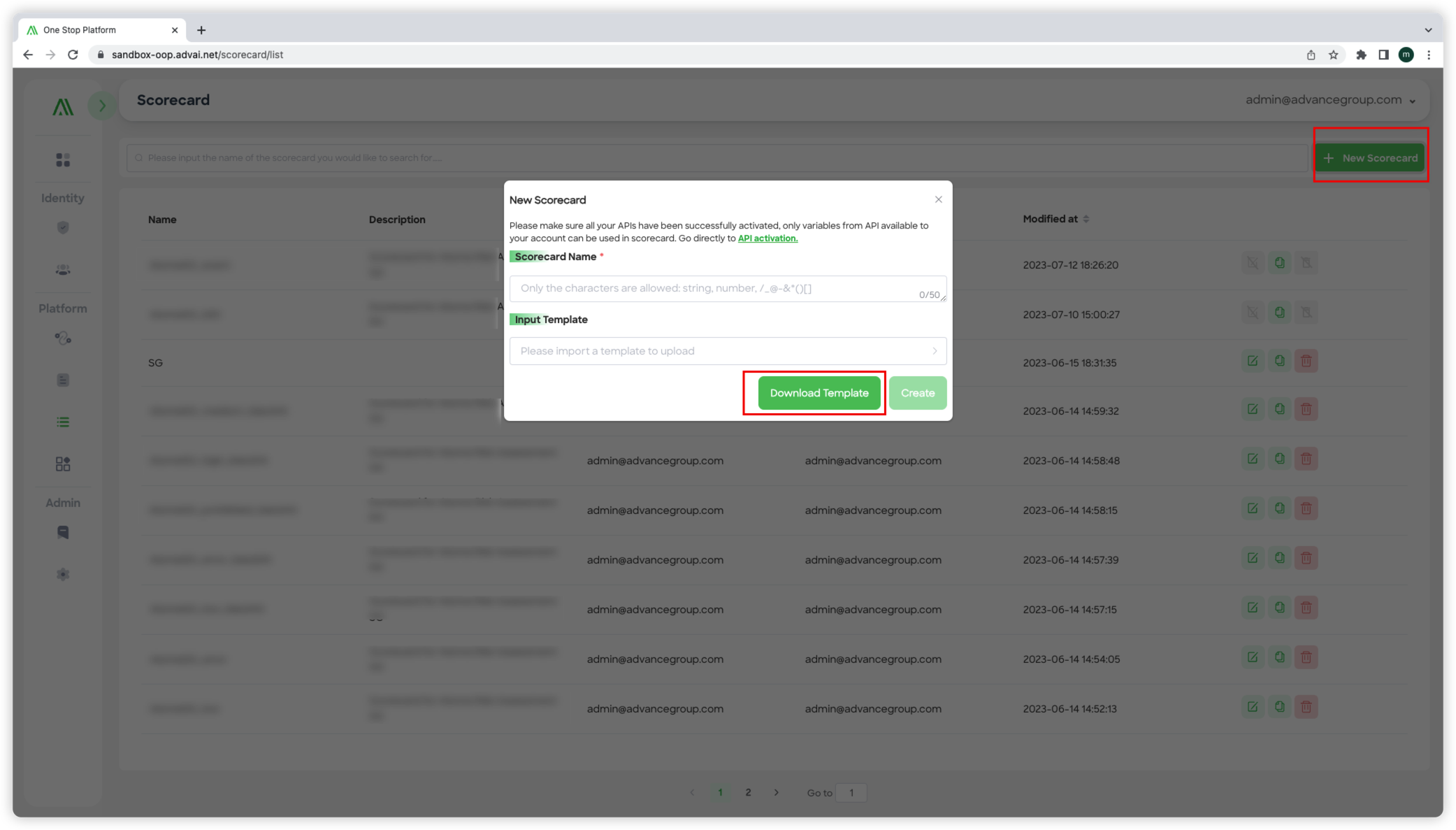 Figure 1 - Create a scorecard