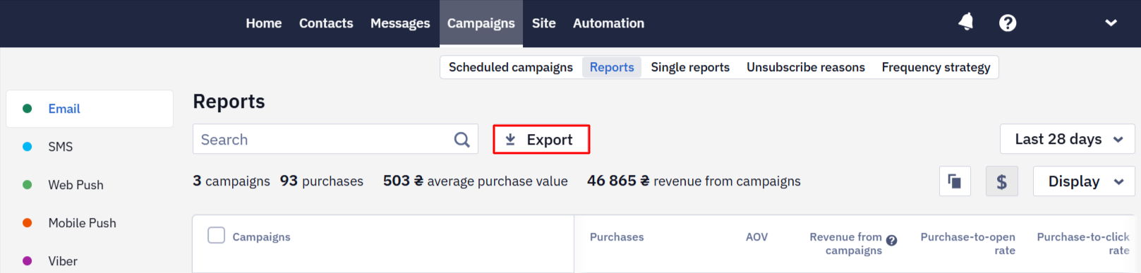Exporting Reports