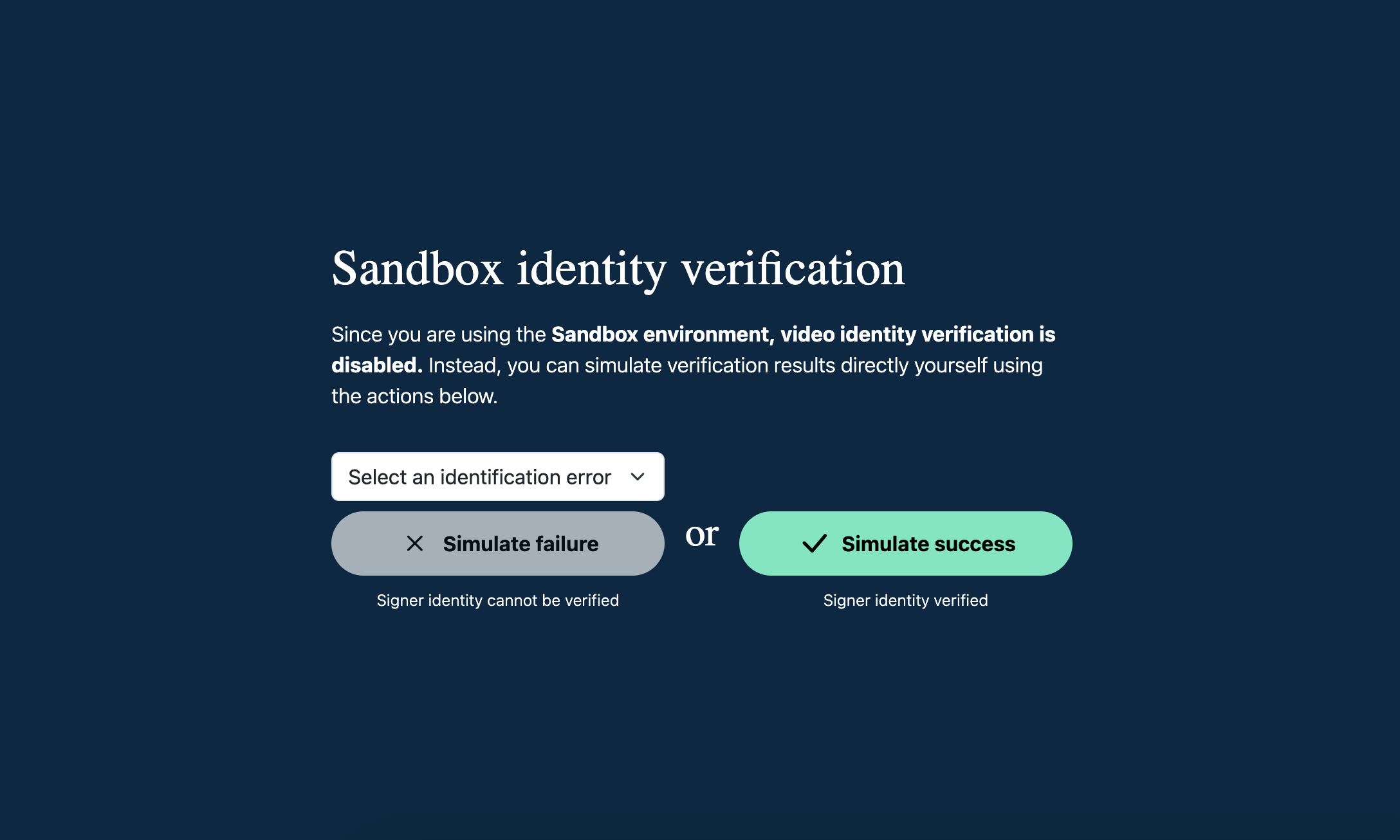 Sandbox identity verification