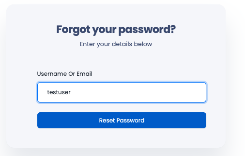 Screenshot of Forgot Your Password? page