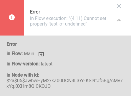 An error message while displaying another Flow than the one the error occurred in.