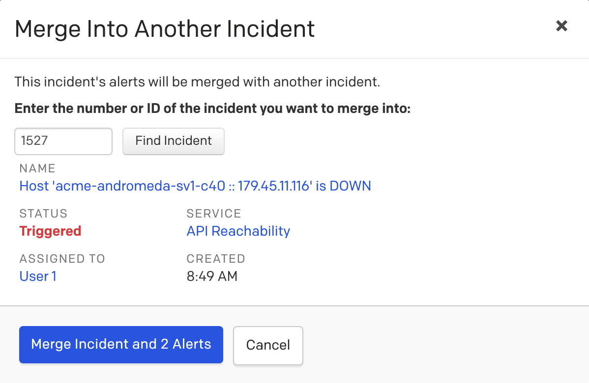 Merge incidents on the details page