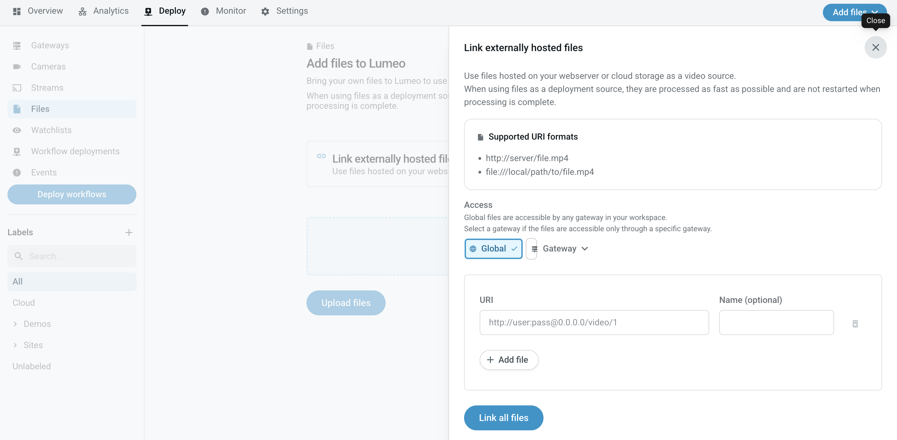 Specify file URLs