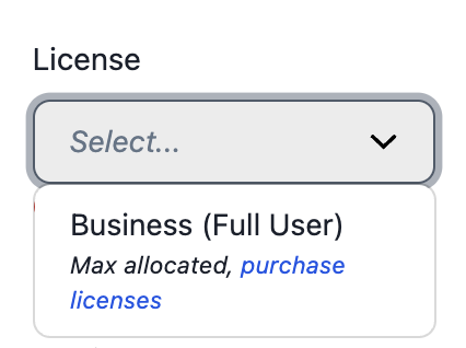 Error Message: Max allocated, purchase licenses