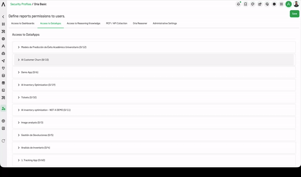 Access to DataApps tab