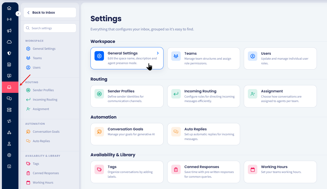 Screenshot of the General Settings tab