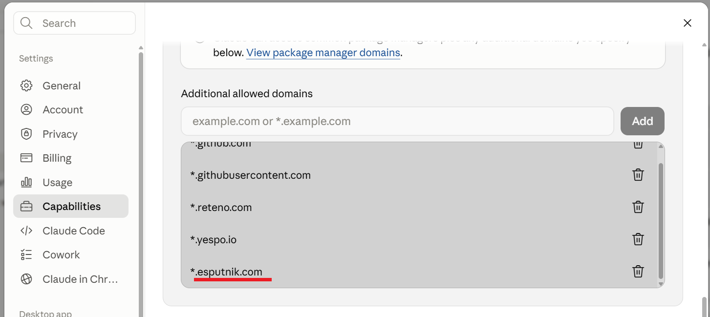 Additional allowed domains
