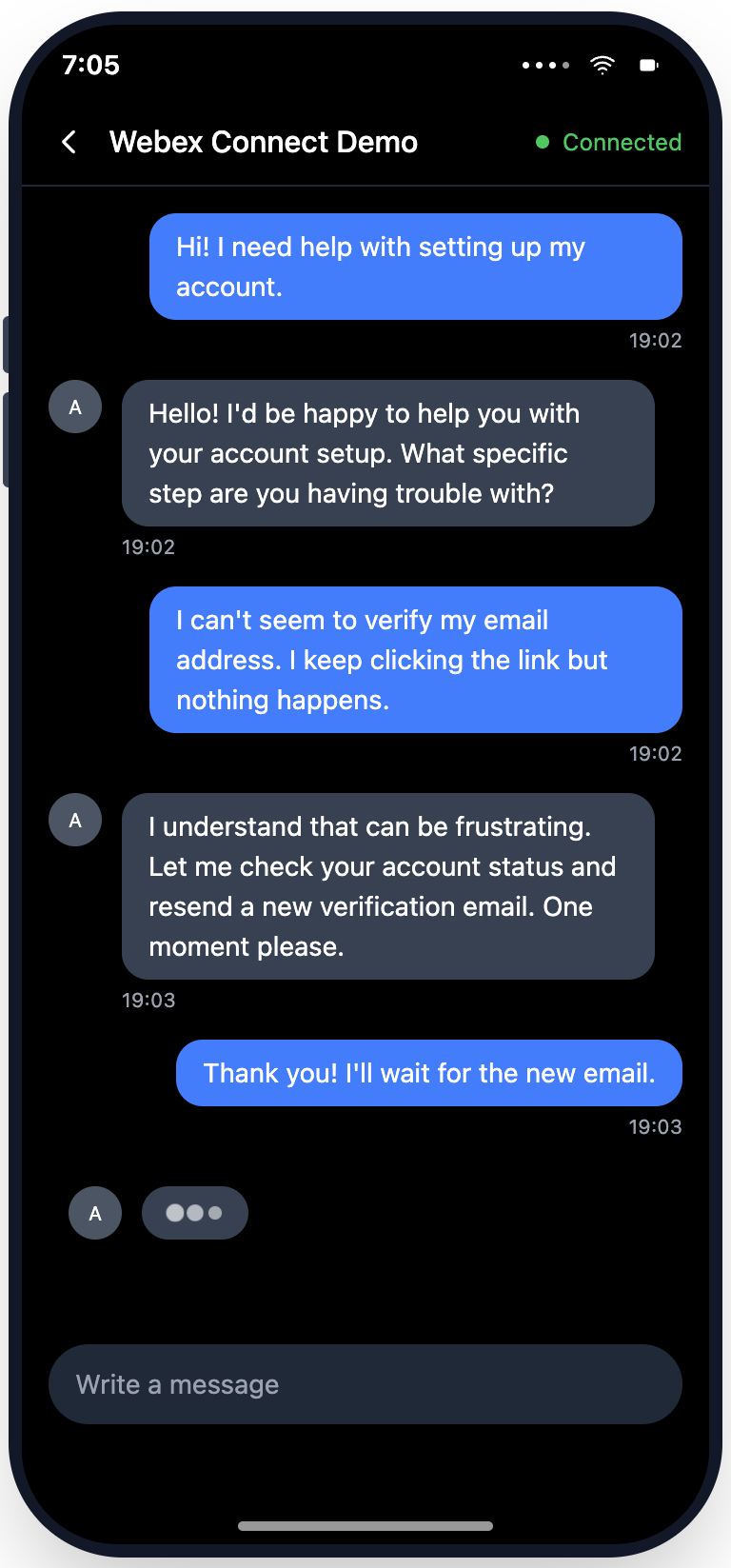 Screenshot of Typing Indicator