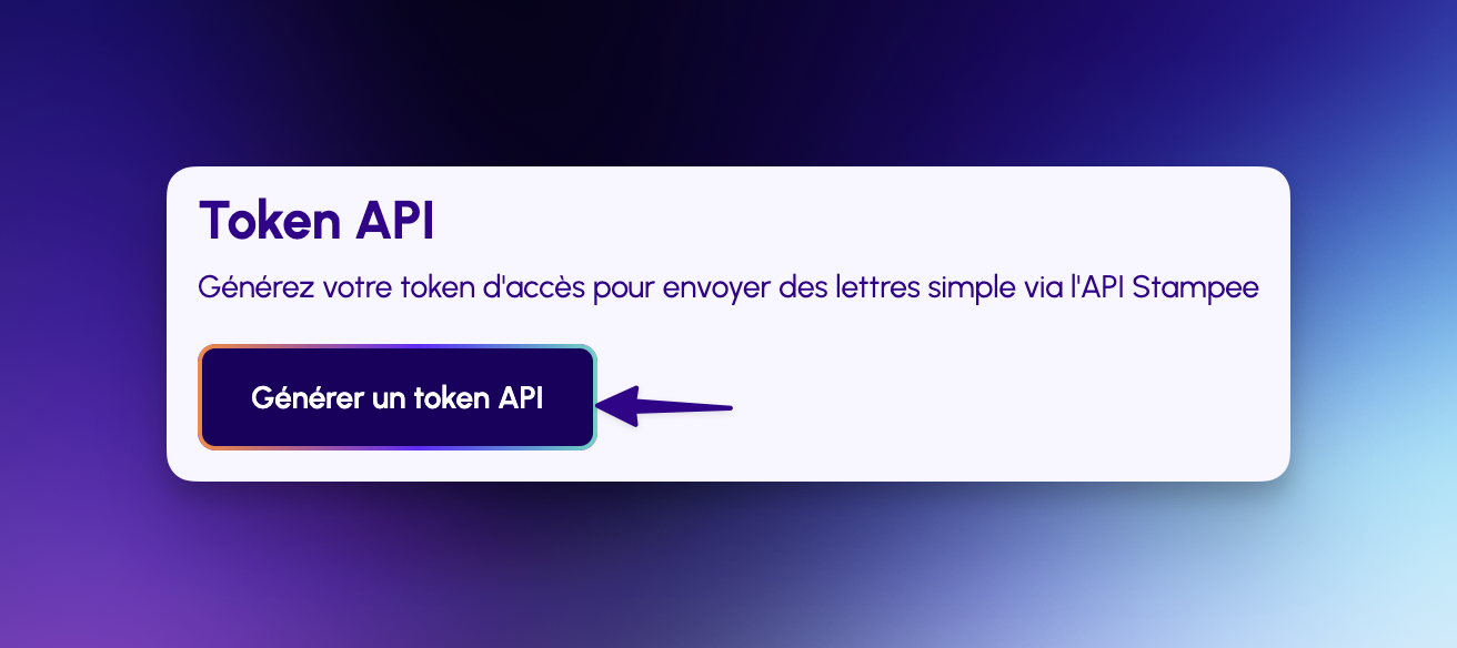 Generate API token button