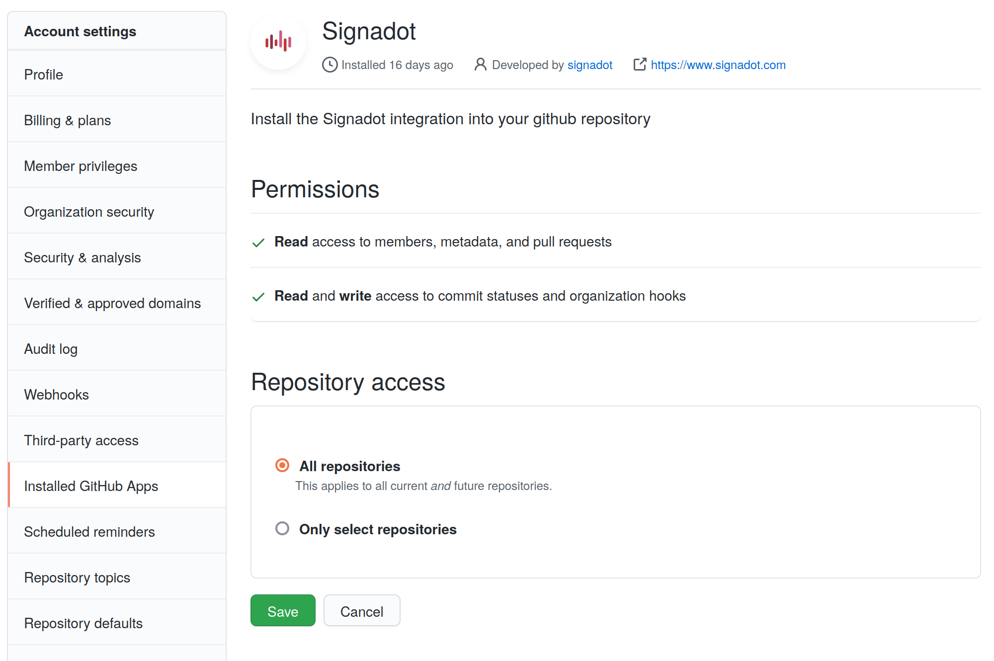 ci-1.png You can choose to provide access to all repositories, or specific ones by name.