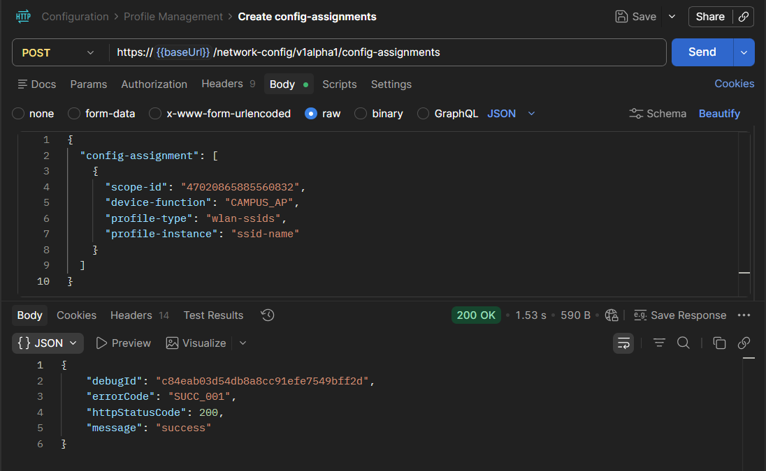 Postman VLAN example