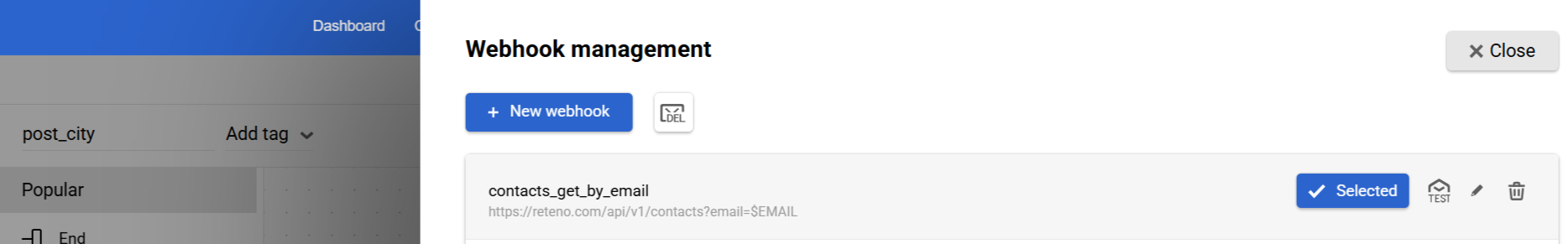 New webhook