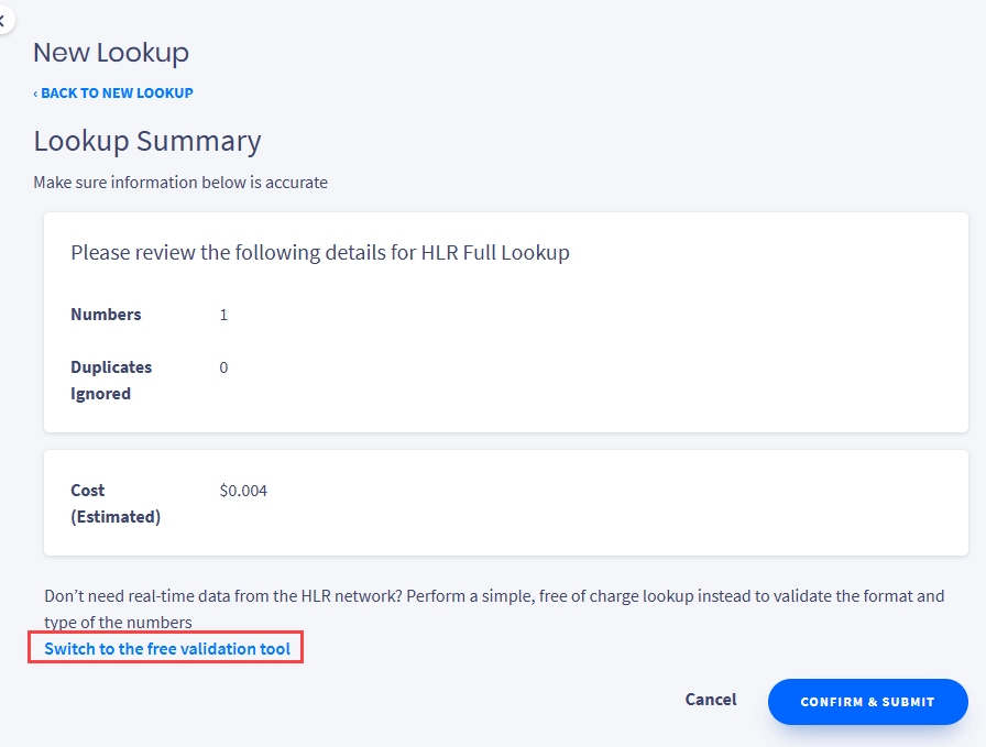 Switching to a free validation tool