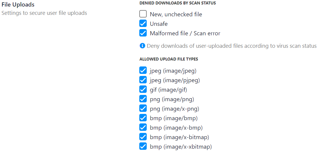 thickening the boxes to manage file upload types