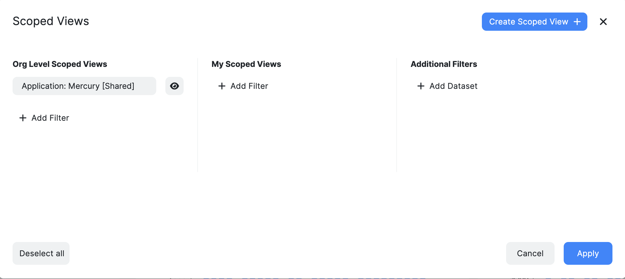 Scoped Views applied to Ternary Dashboards
