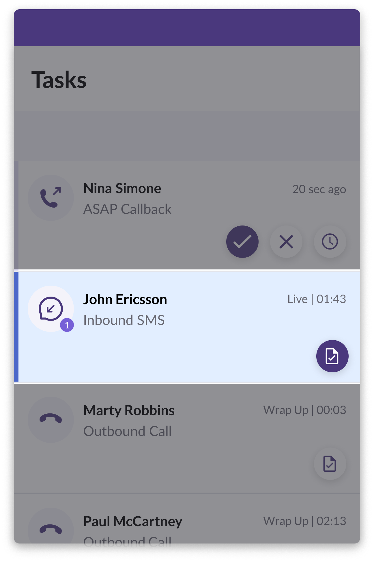 Inbound SMS Task with Unread Message