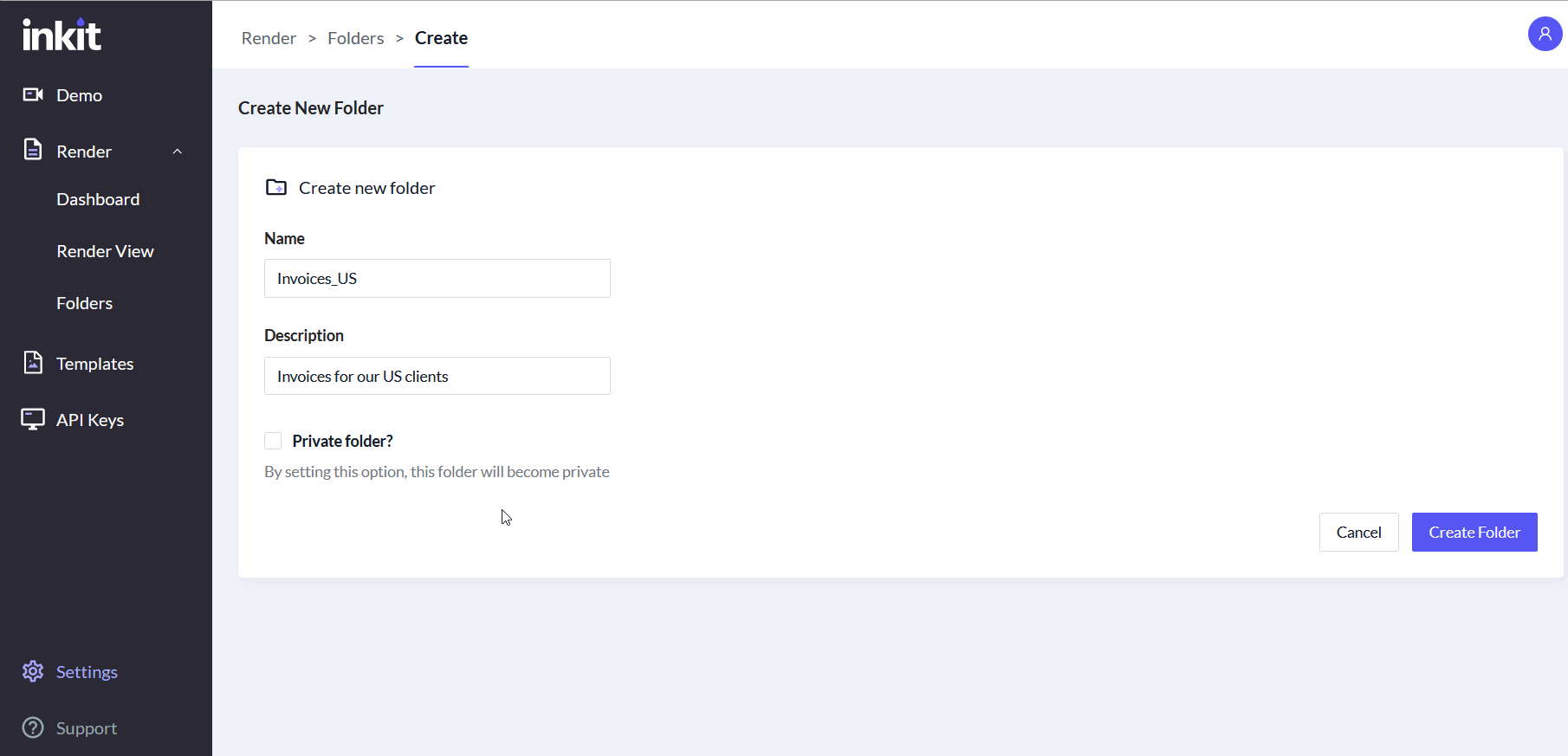 ticking the private folder button.gif
