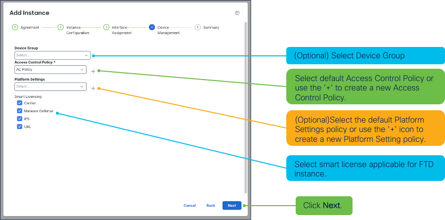 **Figure 13:** Instance Creation Wizard - Device Management