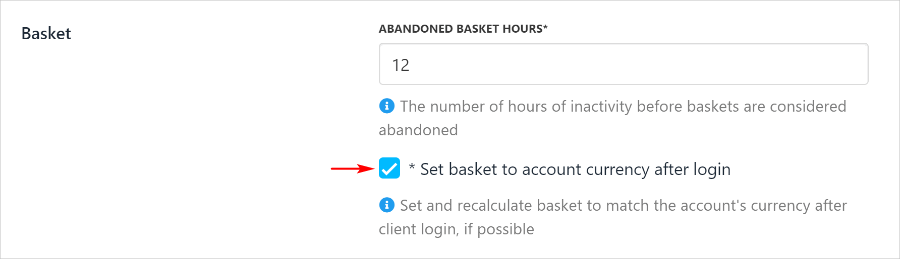 Set time to abandon basket