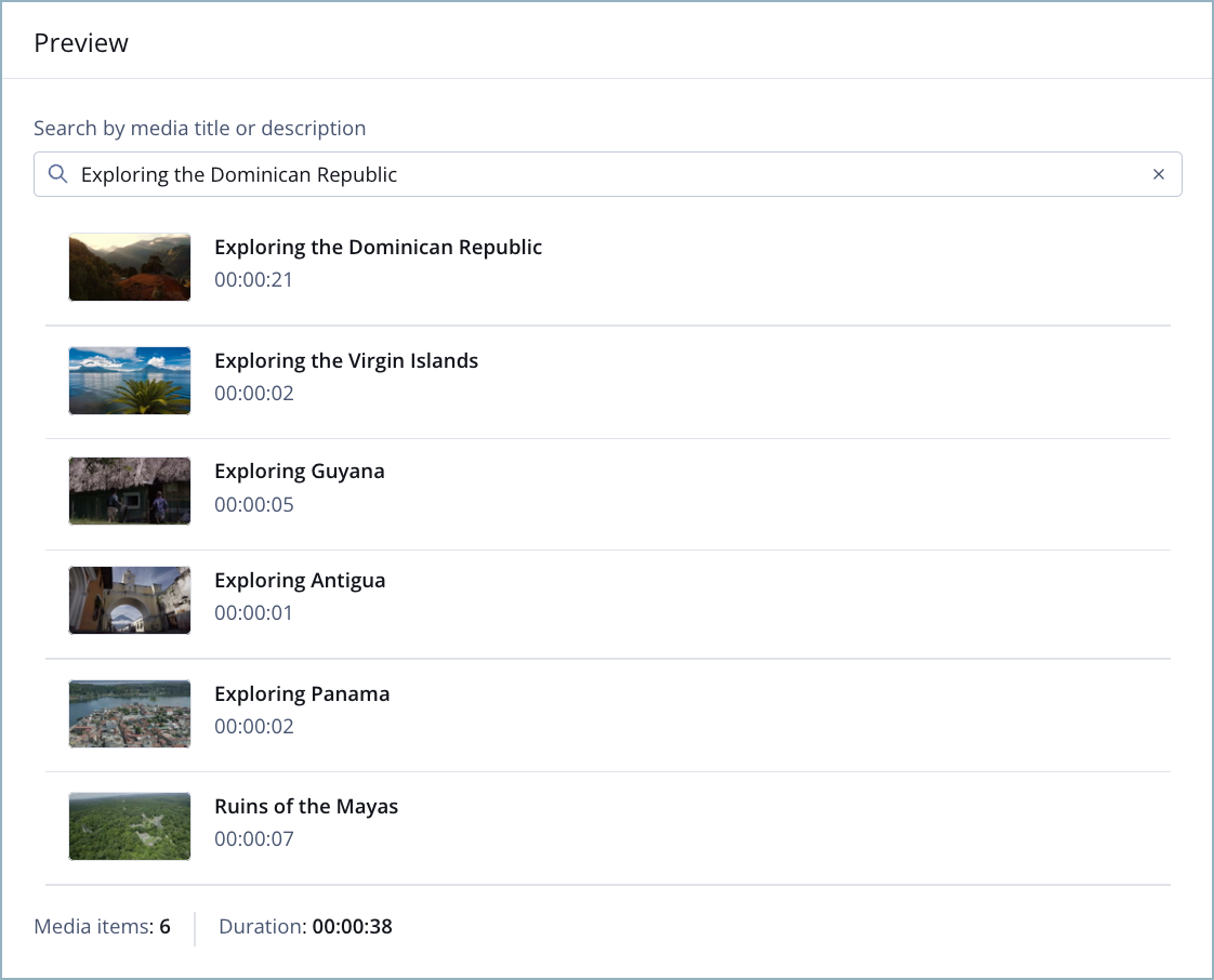 Search playlist preview
