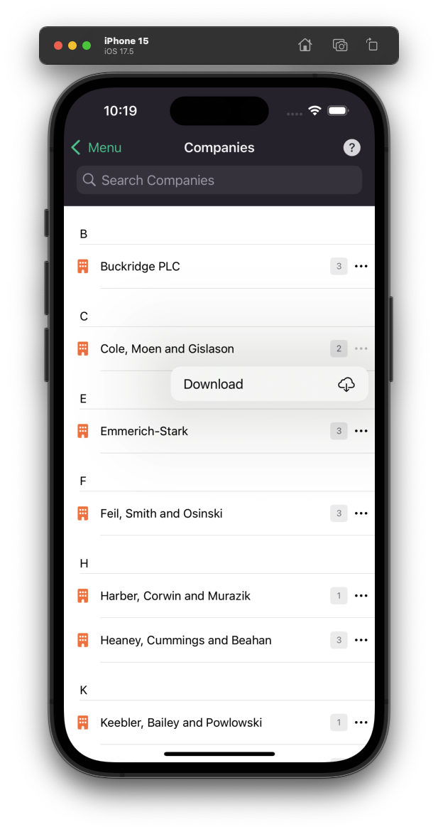Tap the … icon to access the sync menu
