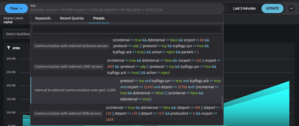 Select NQL Presets in the Global Filter