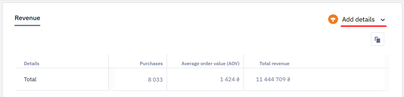Add details option for filtering detailed statistics tabs