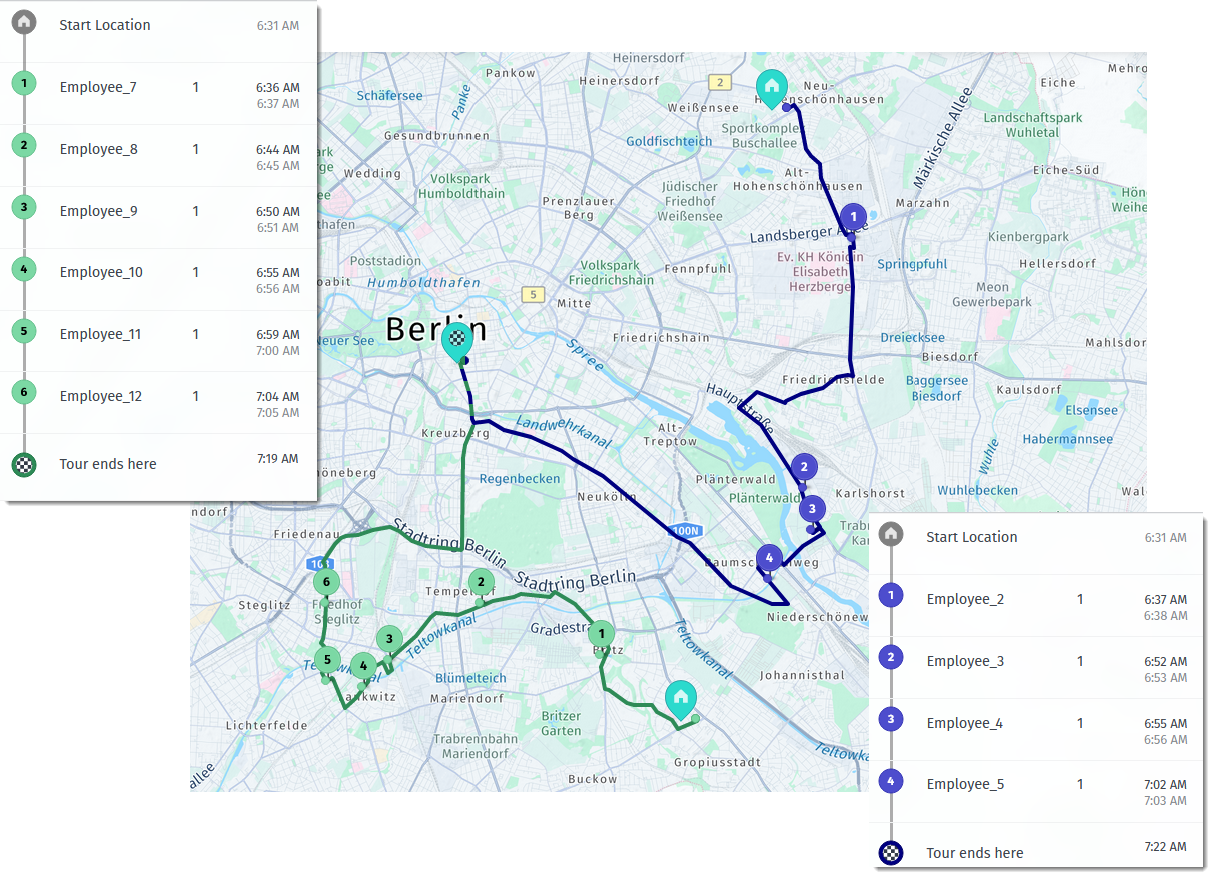 Employee pick-up and drop-off solution