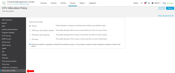 **Figure 3**: Performance Profile Window