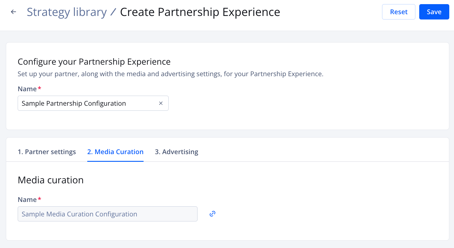 Create Partnership Experience details page