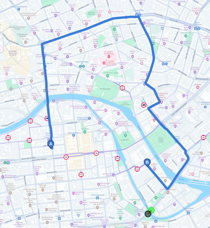 Route with avoid segment